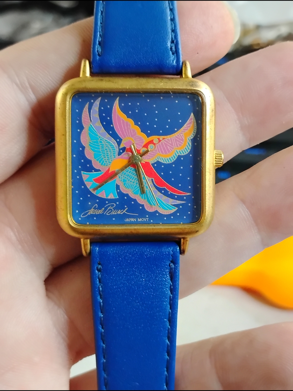 Laurel Burch Blue Bird Square Watch - Blue Strap